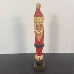 Hand carved wooden Santa rustic folk art Christmas figure 7 inch